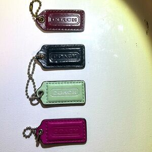 Coach Leather Bundle Lot 4 Hang Tag Bag Tags Black Teal Red Pink NEW